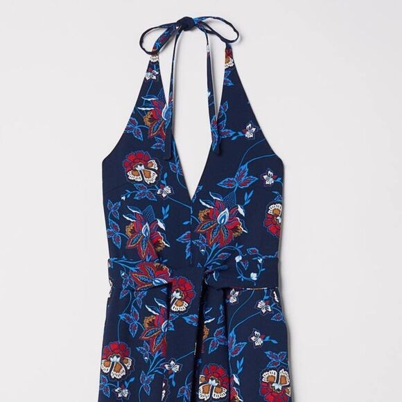 H&M Blue Floral Patterned Halter Jumpsuit - Picture 2 of 11